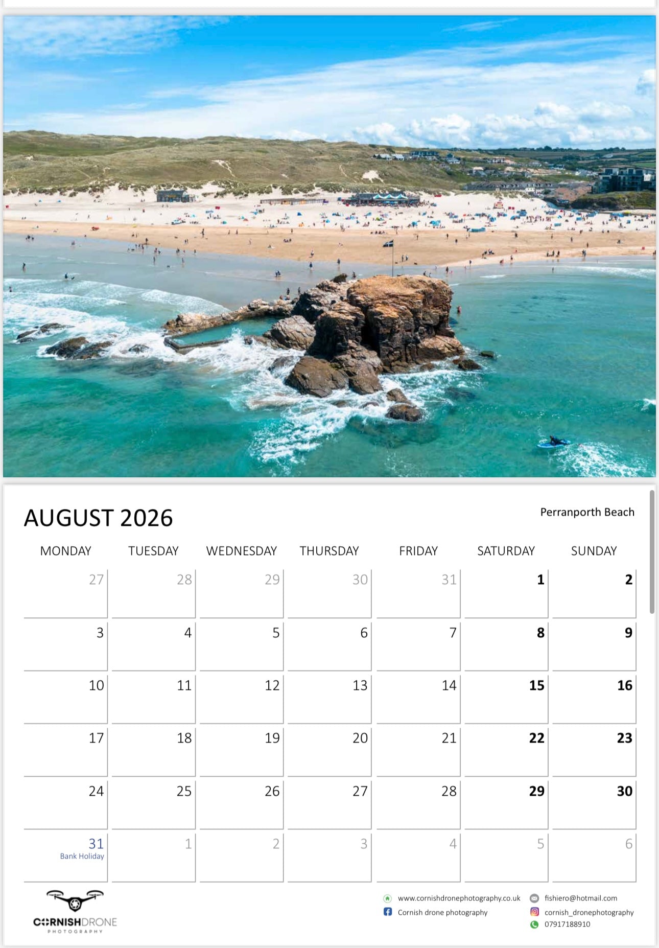 Cornwall Calendar 2026