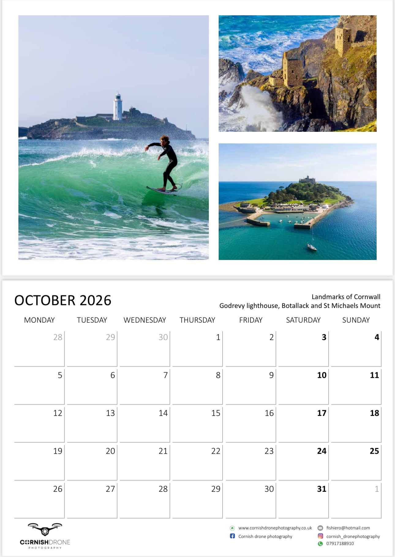 Cornwall Calendar 2026