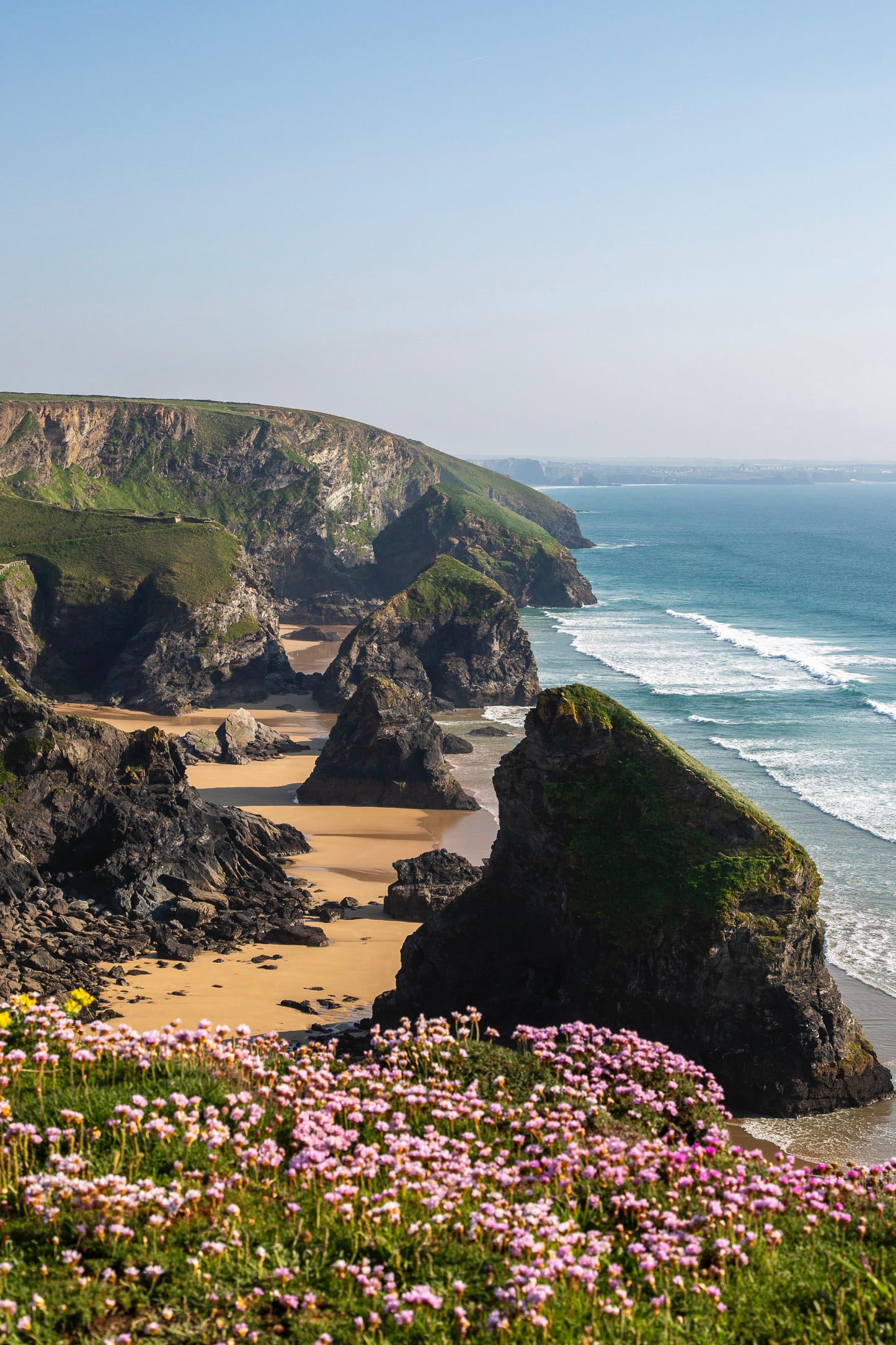 Bedruthan Steps Spring Colours , Cornwall Print