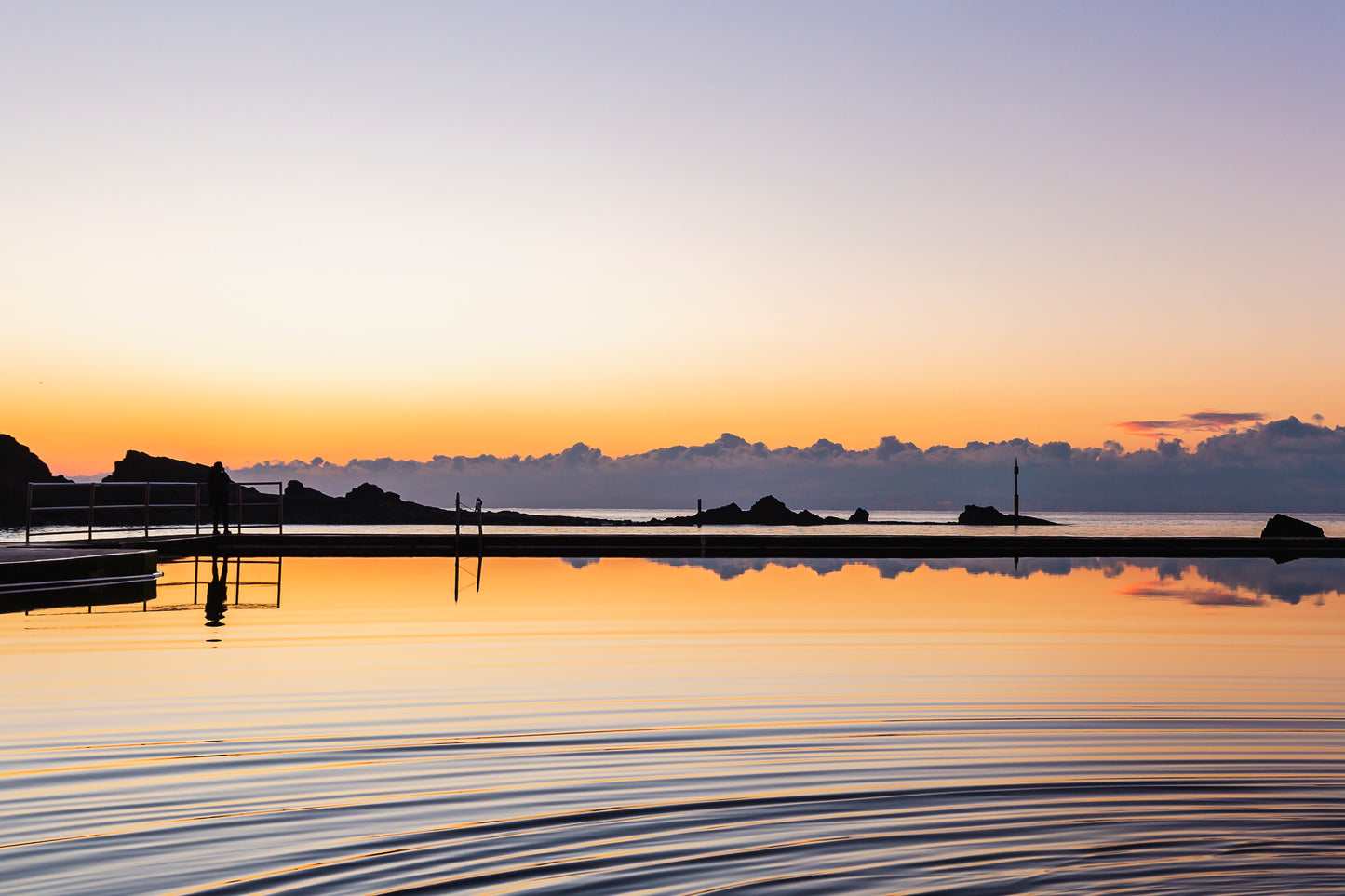Bude Pool Sunset Reflections, Cornwall Print
