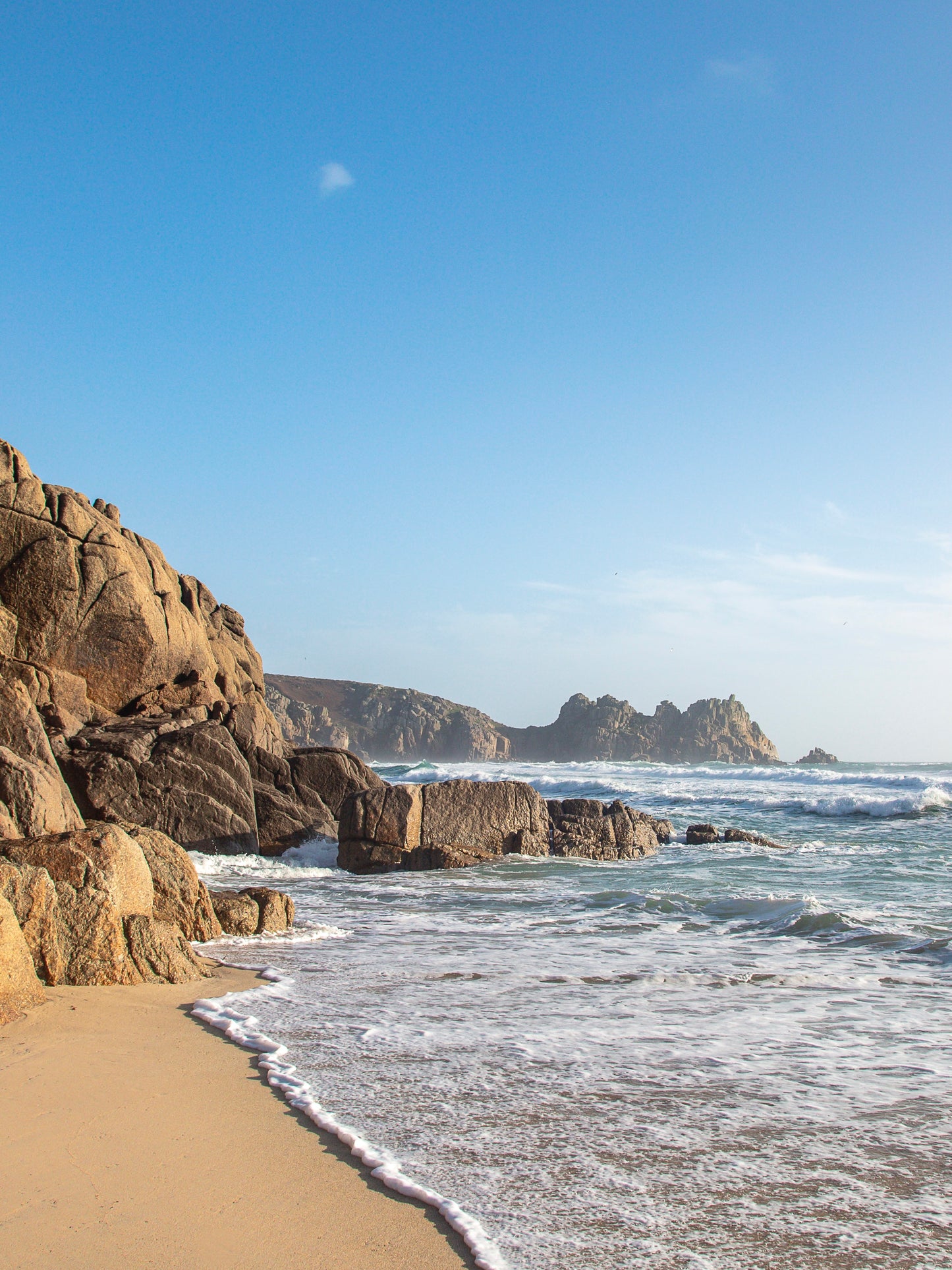 Porthcurno Winter light Portrait Print