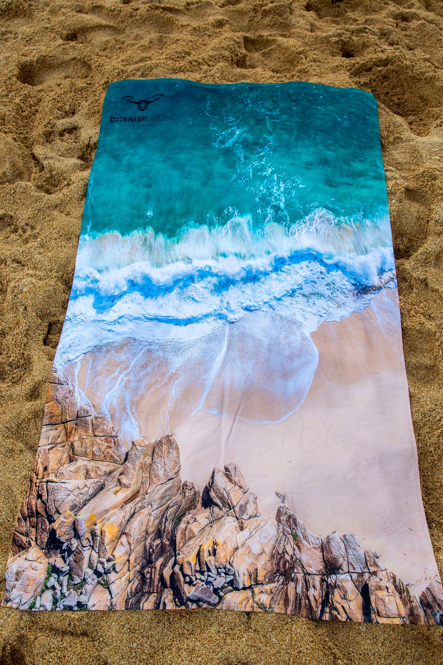 Porthcurno Cornish Print Beach Towel