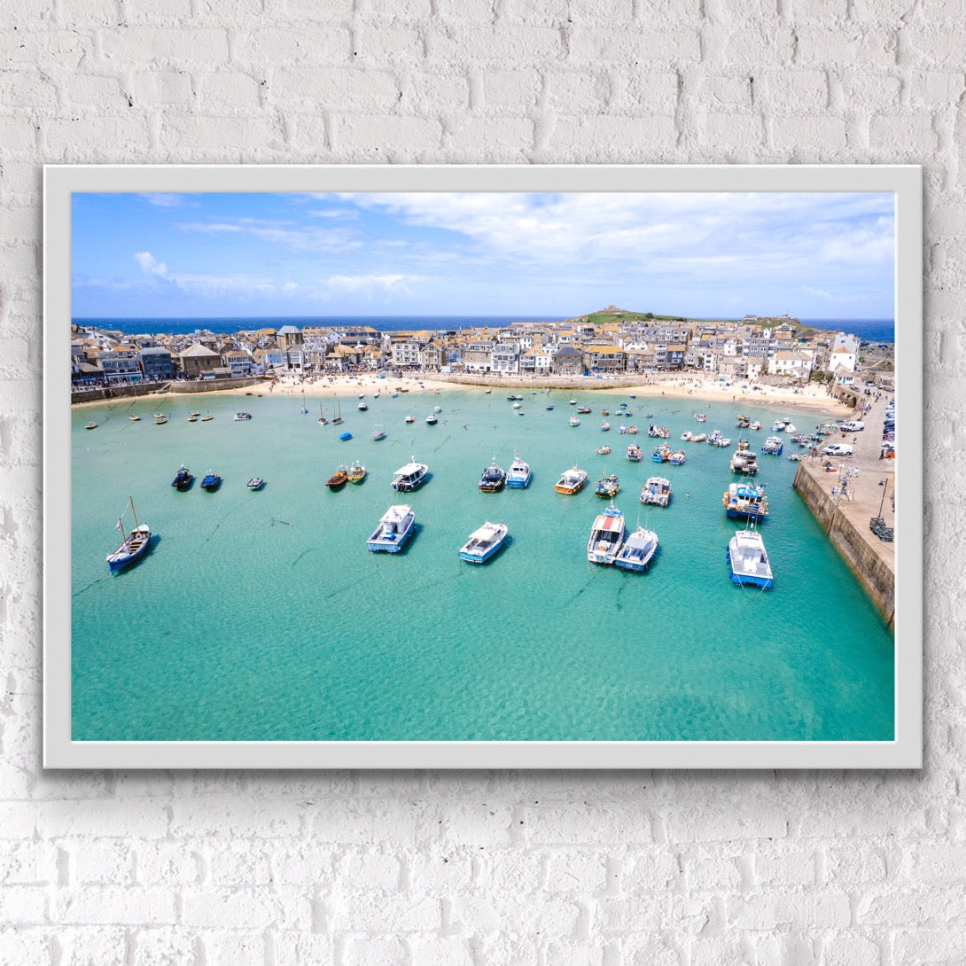 St Ives Harbour Aerial Photo Print