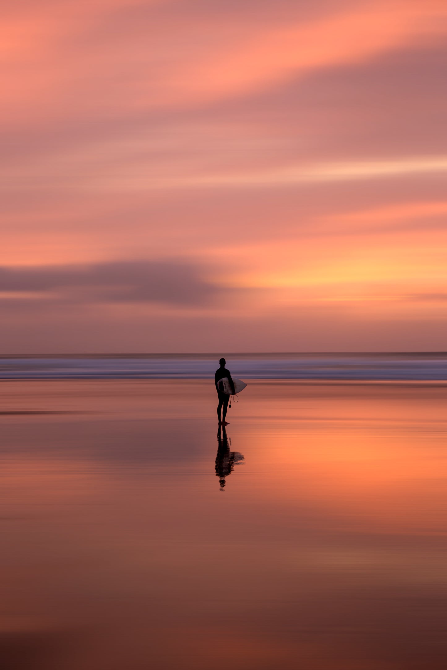 Perranporth Cornwall Sunset Surfer Print