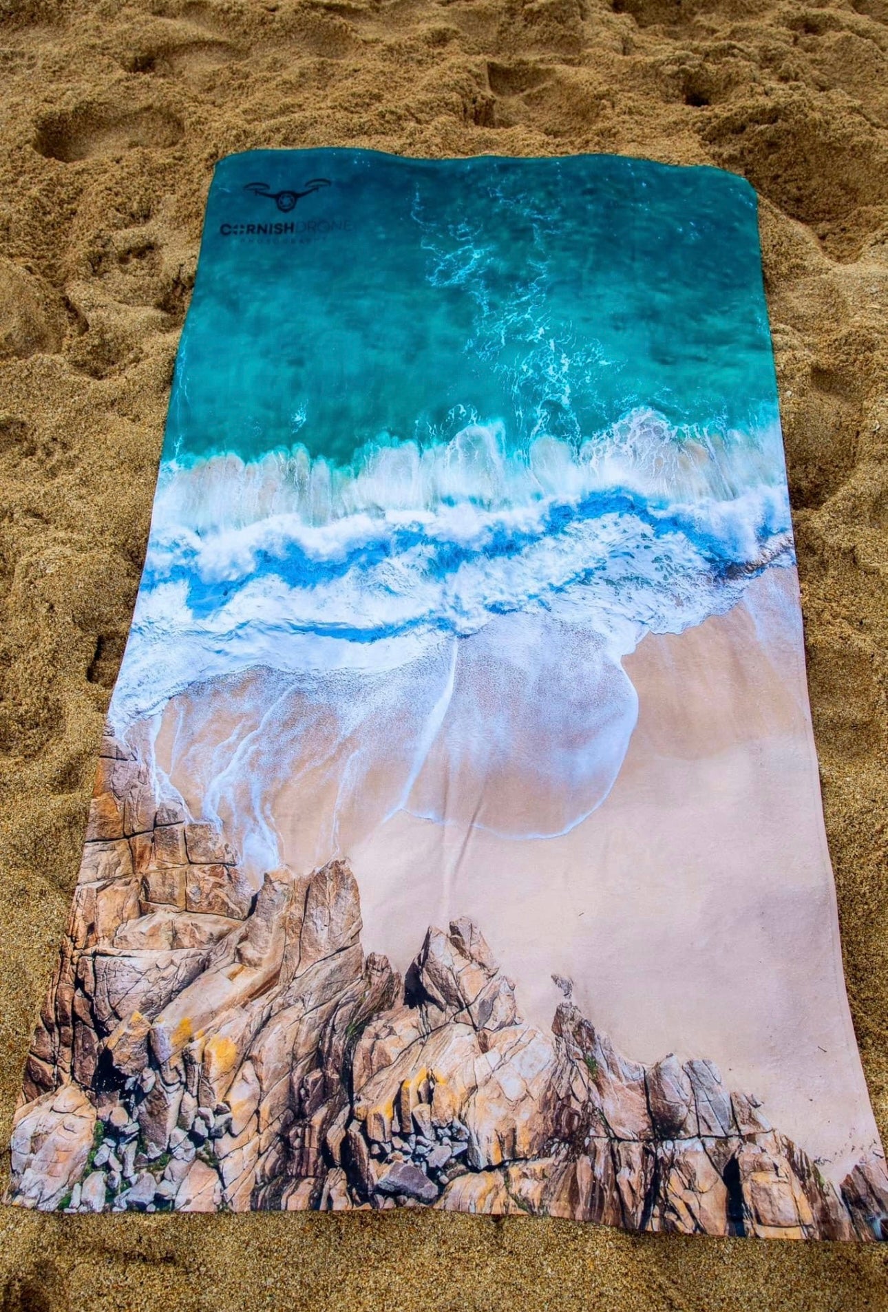 Porthcurno Cornish Print Beach Towel