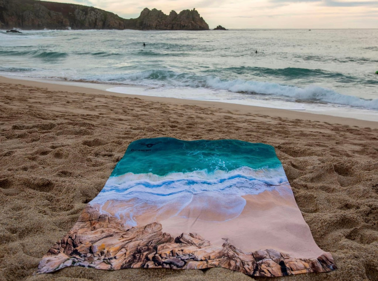 Porthcurno Cornish Print Beach Towel