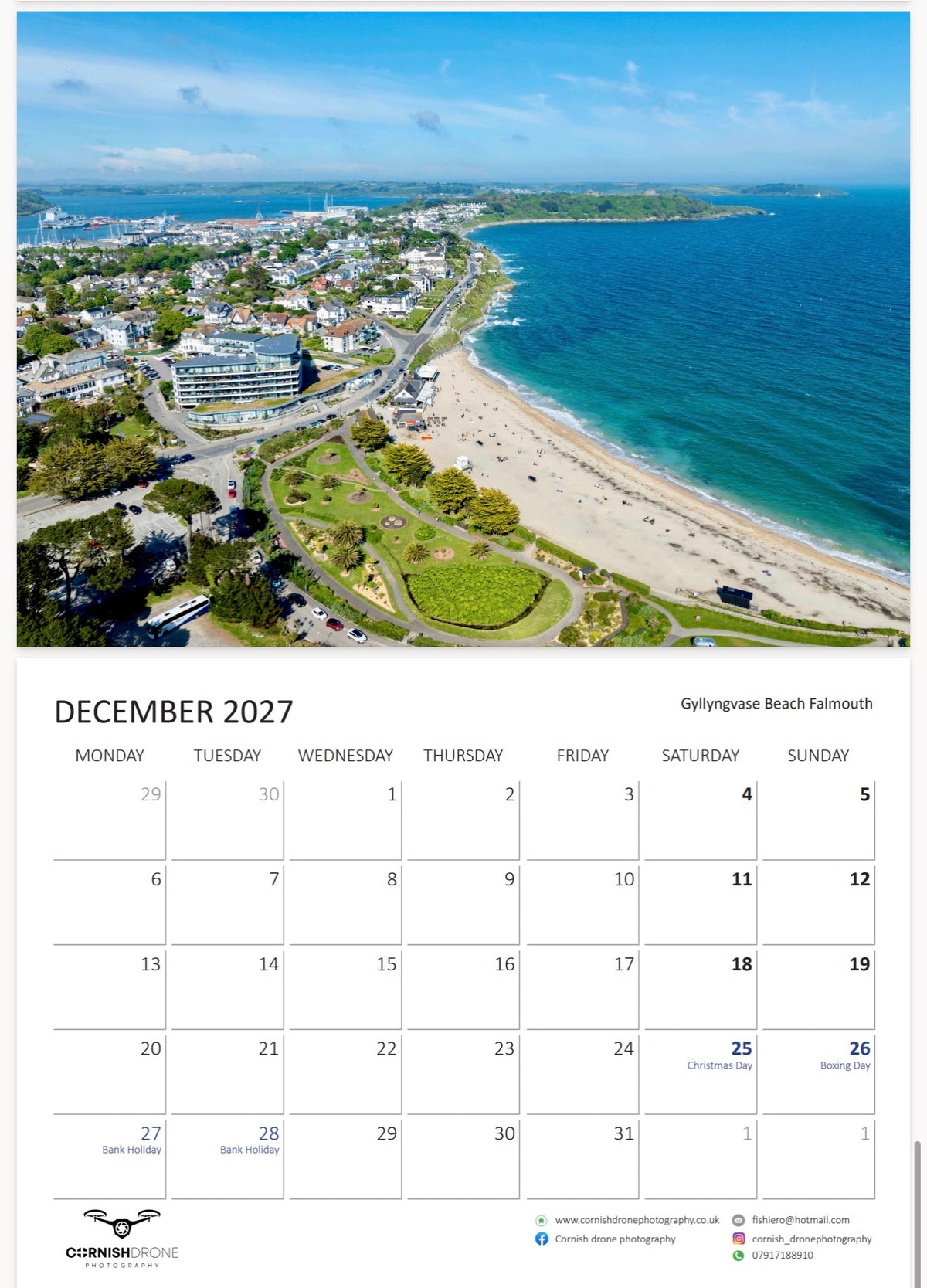 Cornwall Calendar 2027