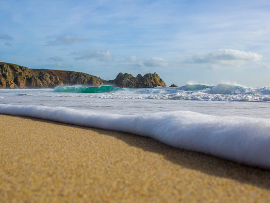 Porthcurno Cornwall creamy wave print