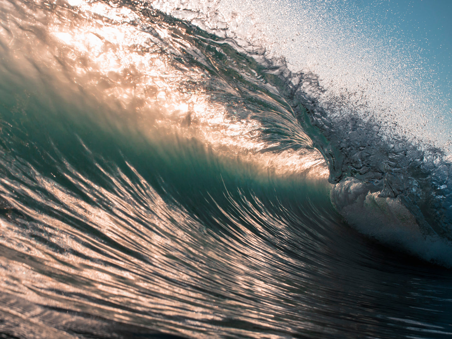 Sunlit Cornish Wave Seascape Print