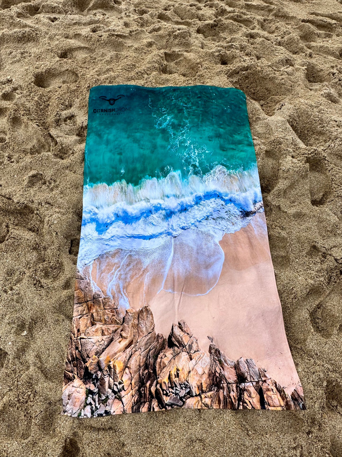 Porthcurno Cornish Print Beach Towel