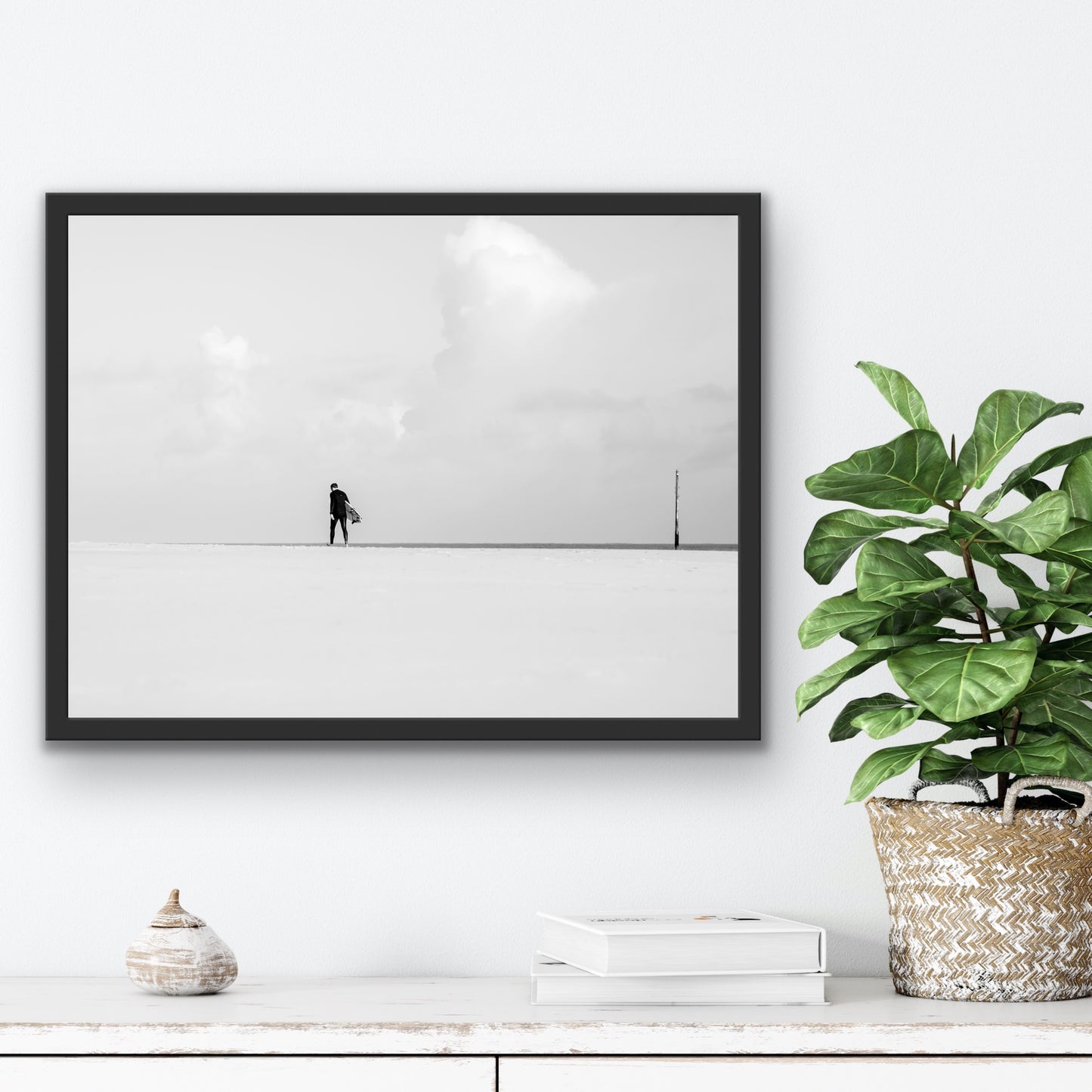 Hayle Surfer Minimalist Black and White Print