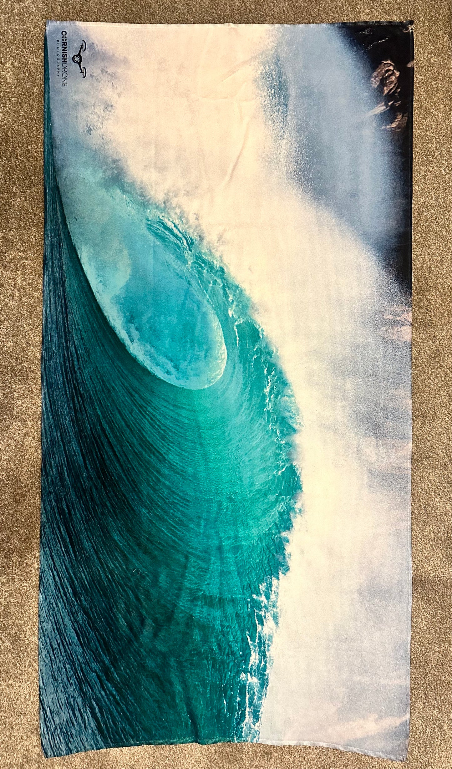 Cornish Wave Print Beach Towel