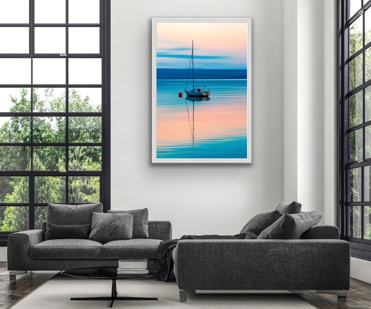 Boat Sunrise Colours Abstract Print