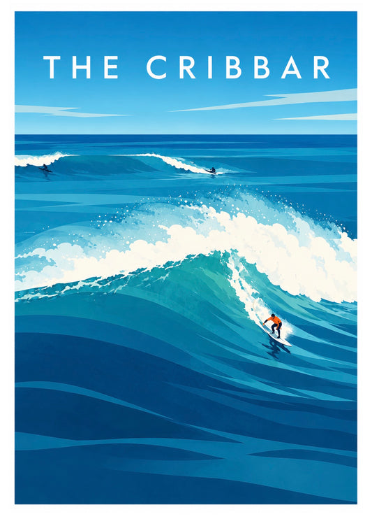 Fistral Beach The Cribbar Big Wave Print