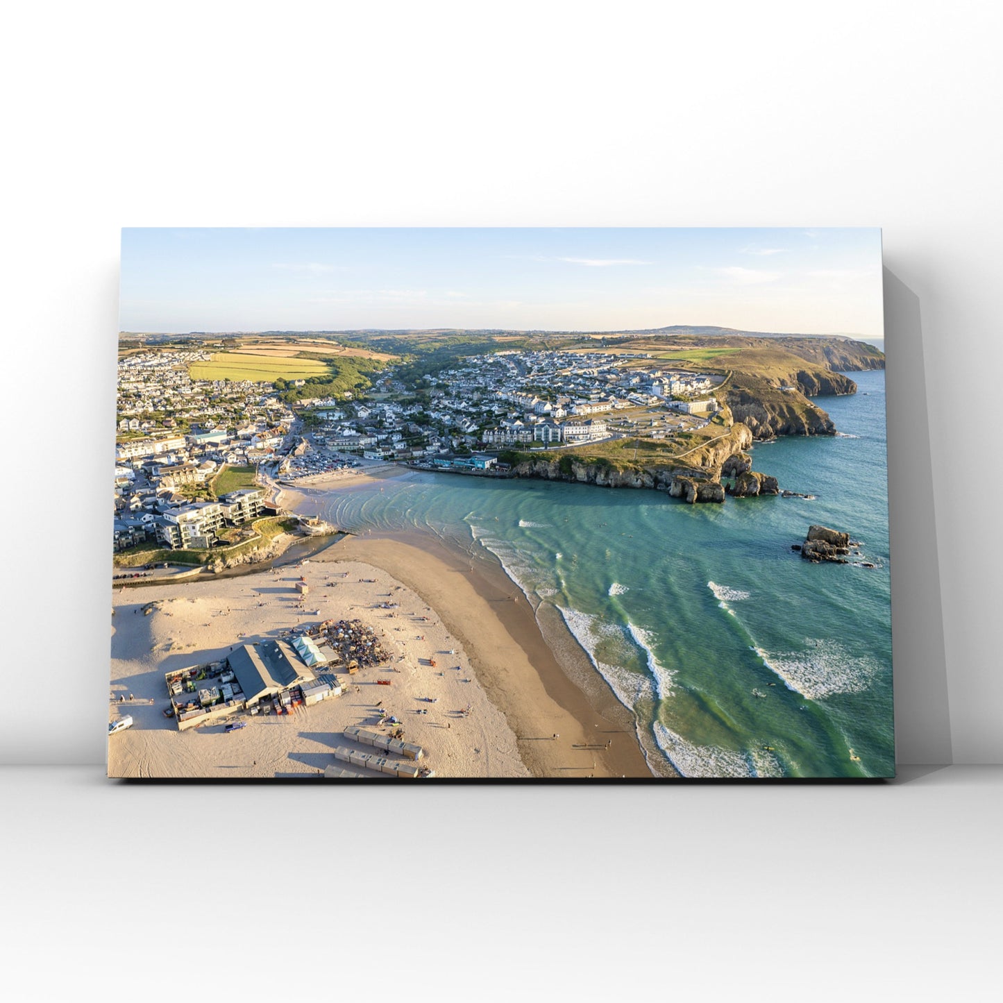 Perranporth beach Cornwall Aerial Print