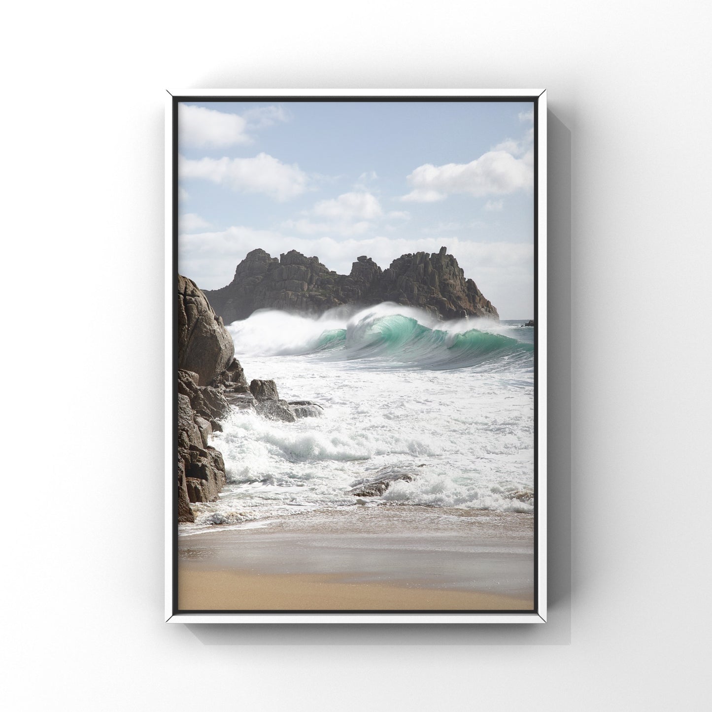 Porthcurno Backlit waves Print