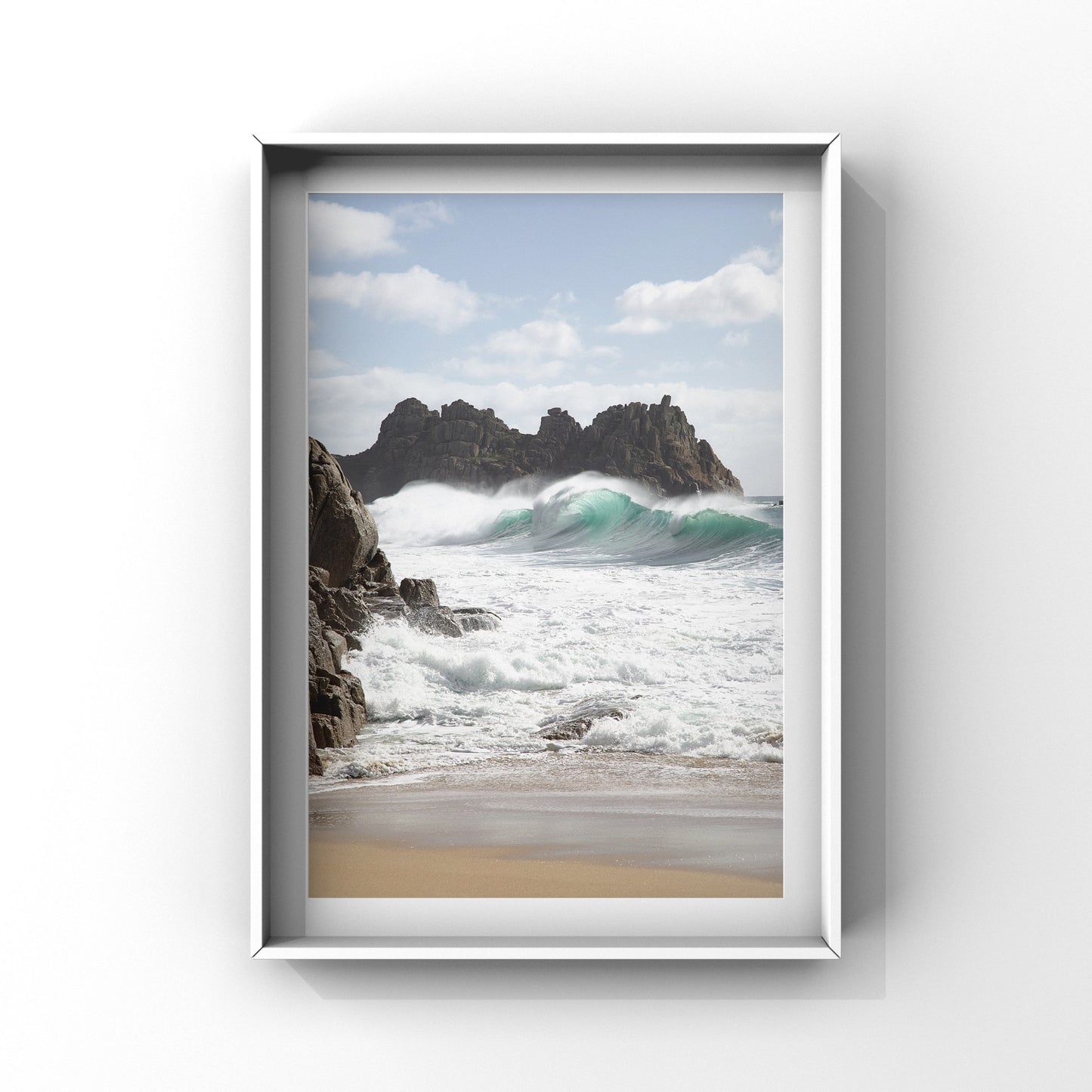 Porthcurno Backlit waves Print