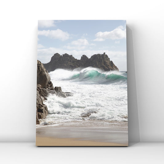 Porthcurno Backlit waves Print