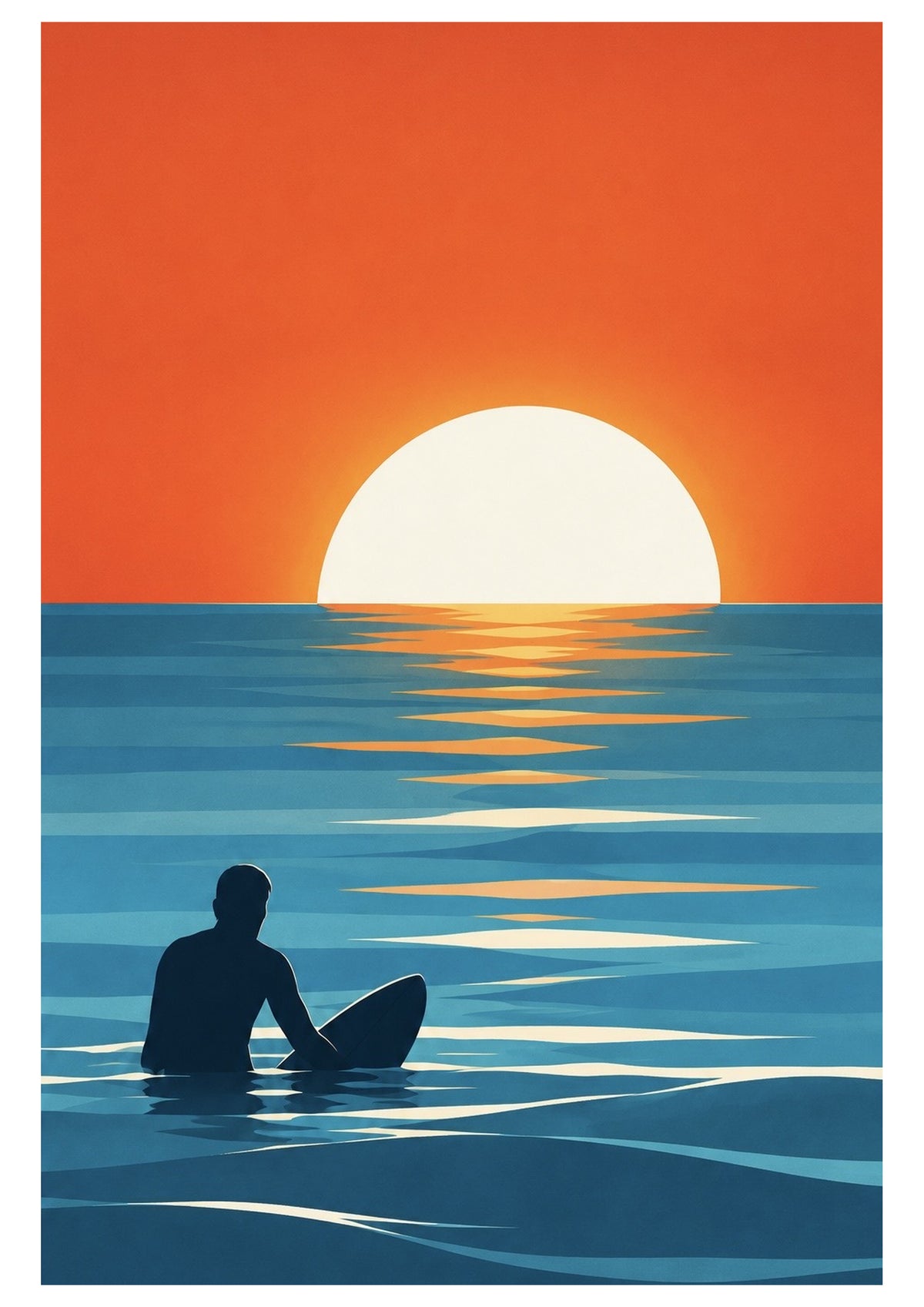 Sunset Surfer Poster Print
