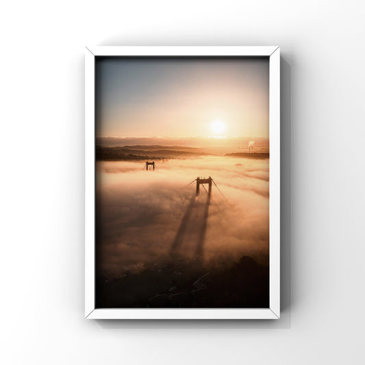 Tamar Bridge Cornwall Misty Sunrise Print