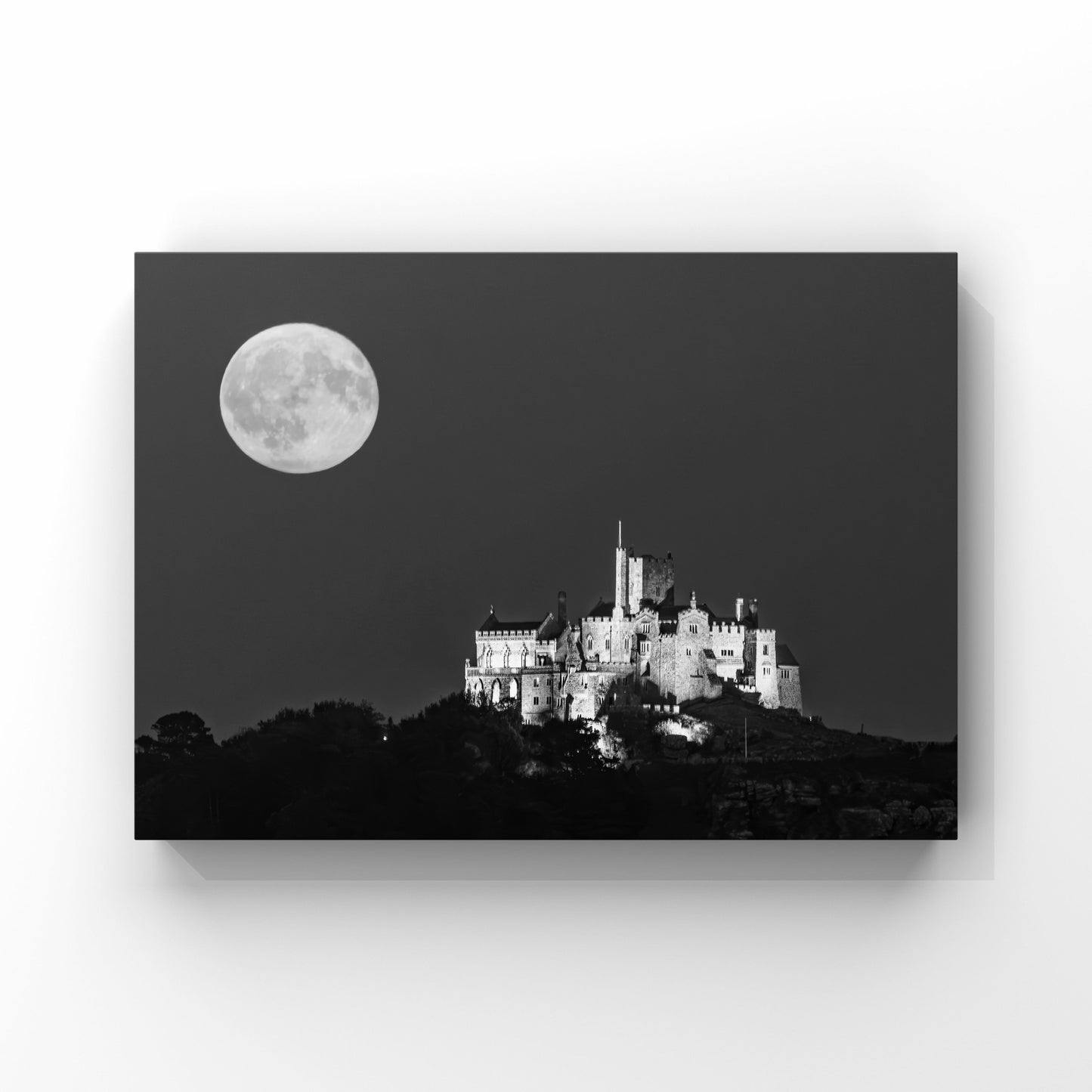 St Michael’s Mount Full Moon Black/ white Cornwall Print