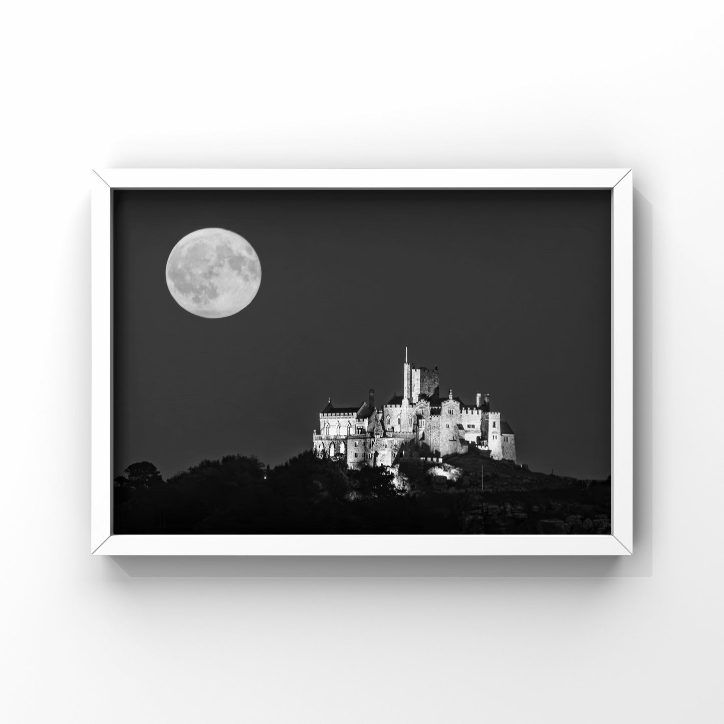 St Michael’s Mount Full Moon Black/ white Cornwall Print