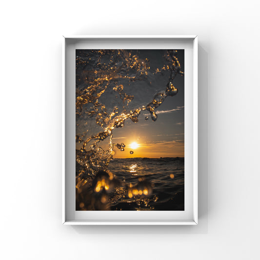 Cornwall Sunset Wave Photo Print