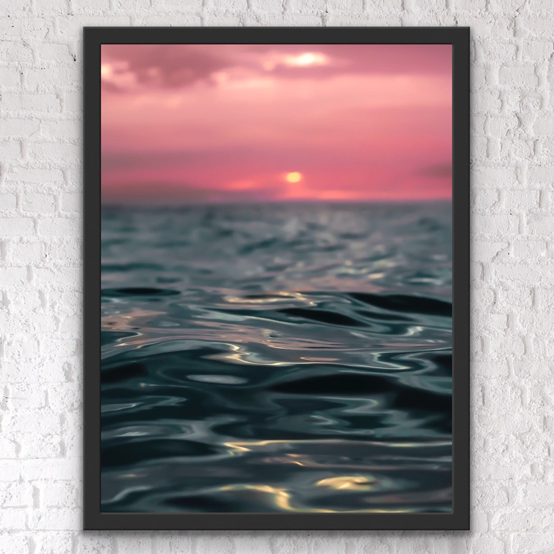 Fistral Beach Cornwall Pink Sunset Print