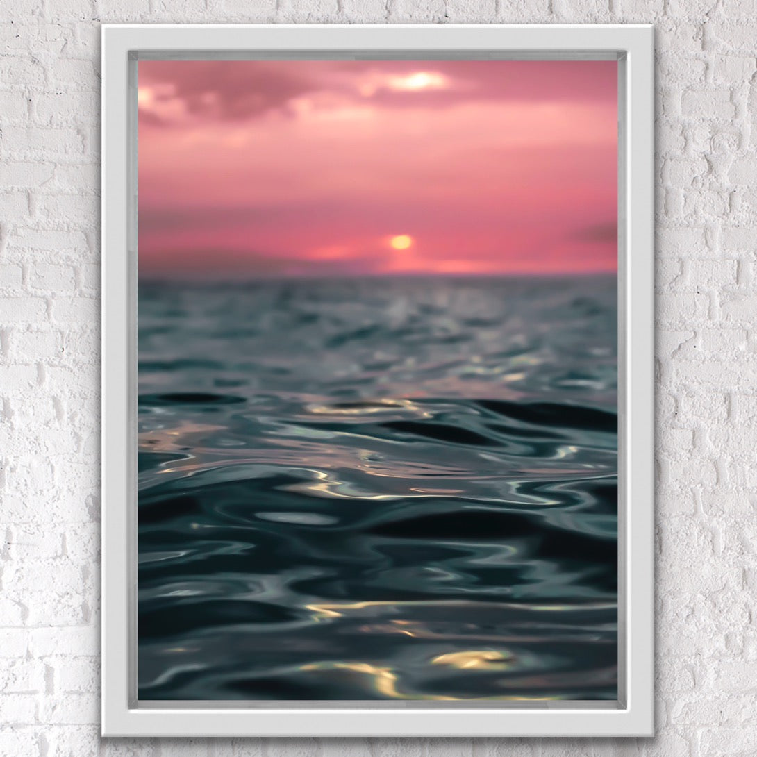 Fistral Beach Cornwall Pink Sunset Print