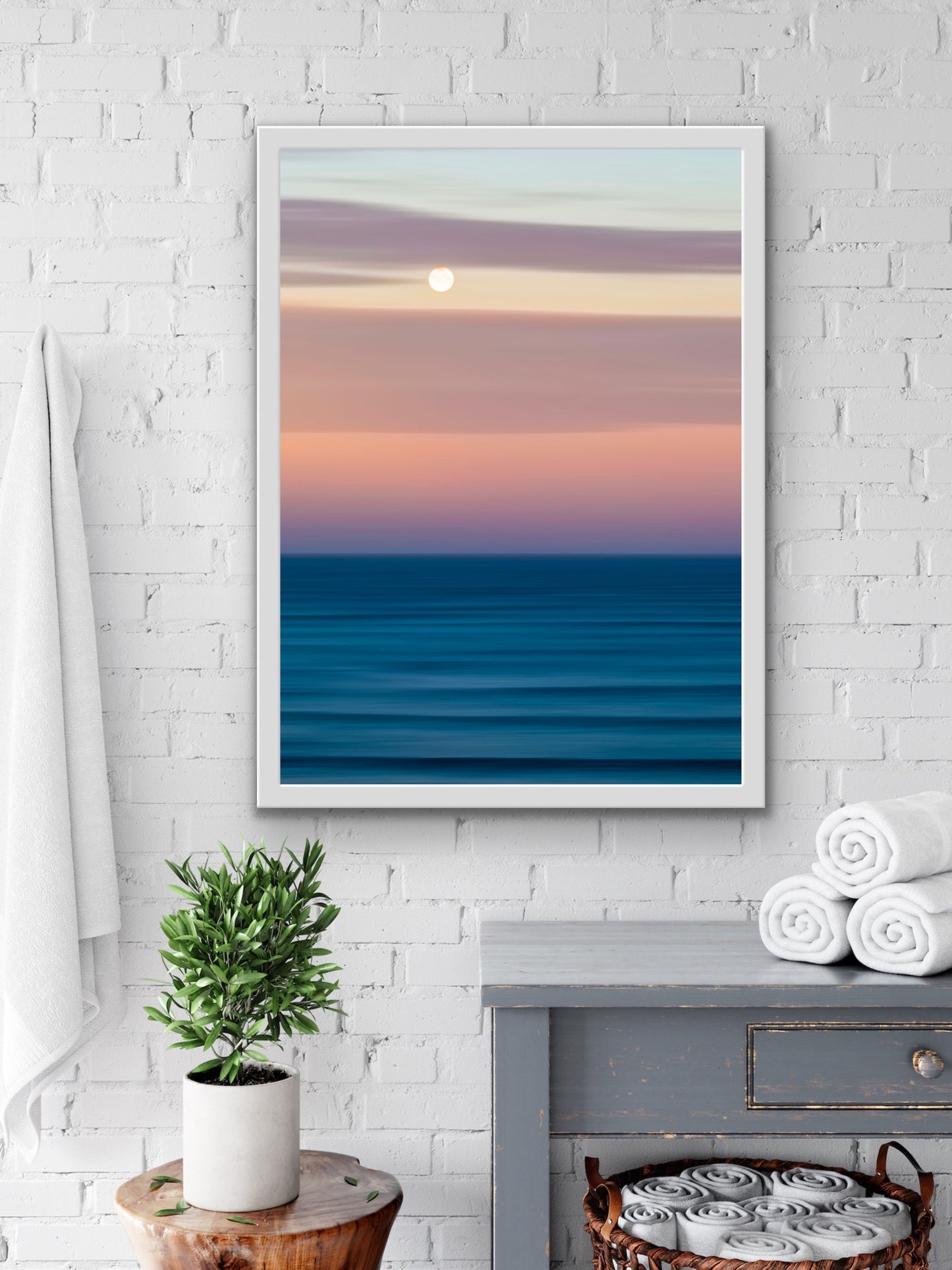 Fistral beach Morning Moon Print