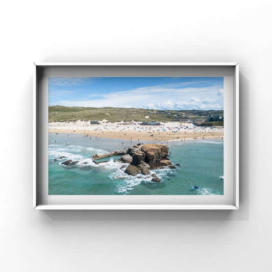 Perranporth beach and Seapool Print Cornwall