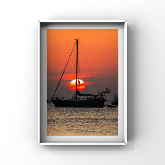 Newquay Boat Sunset Print Cornwall