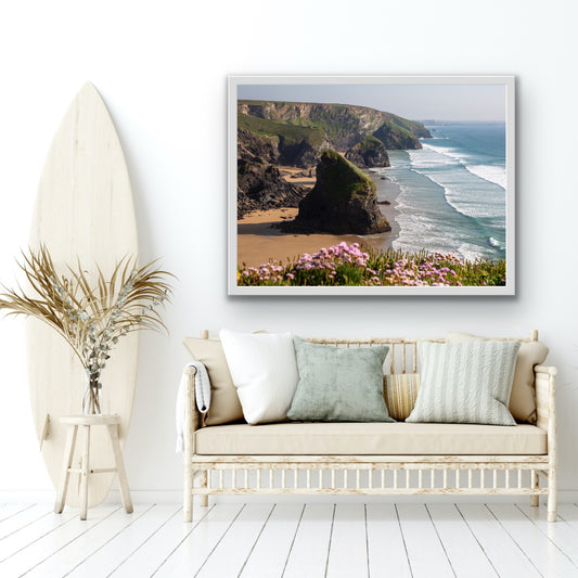 Bedruthan Steps Spring Colours , Cornwall Print