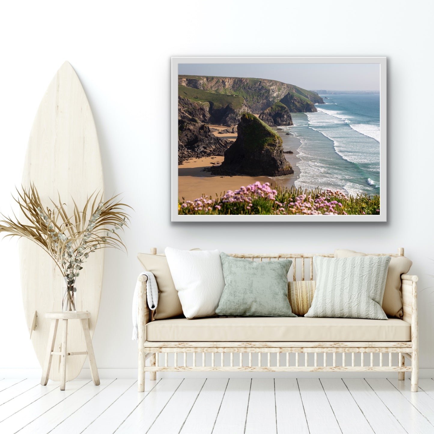 Bedruthan Steps Spring Colours , Cornwall Print