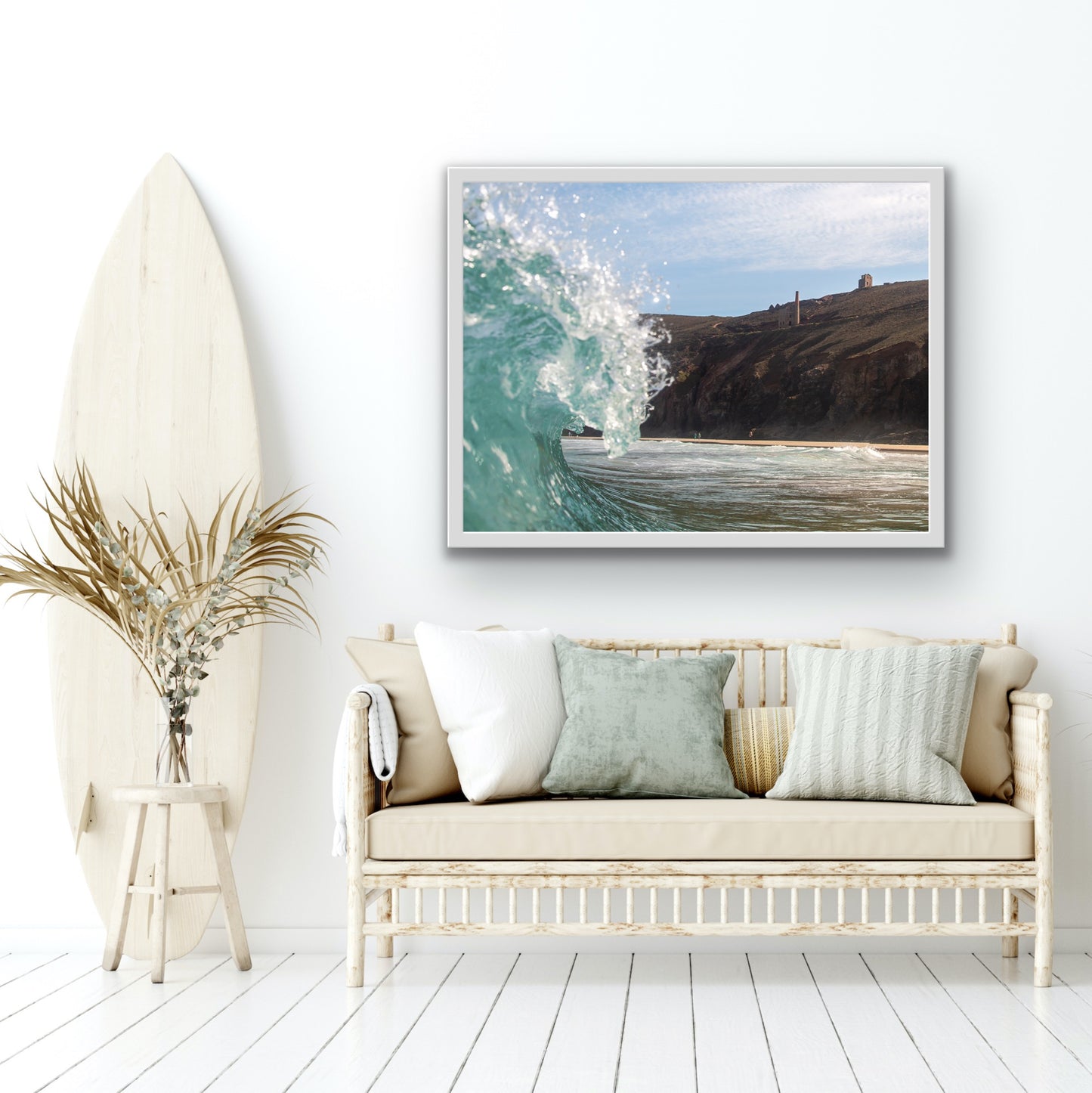 Cornish wave and Tin Mine Print