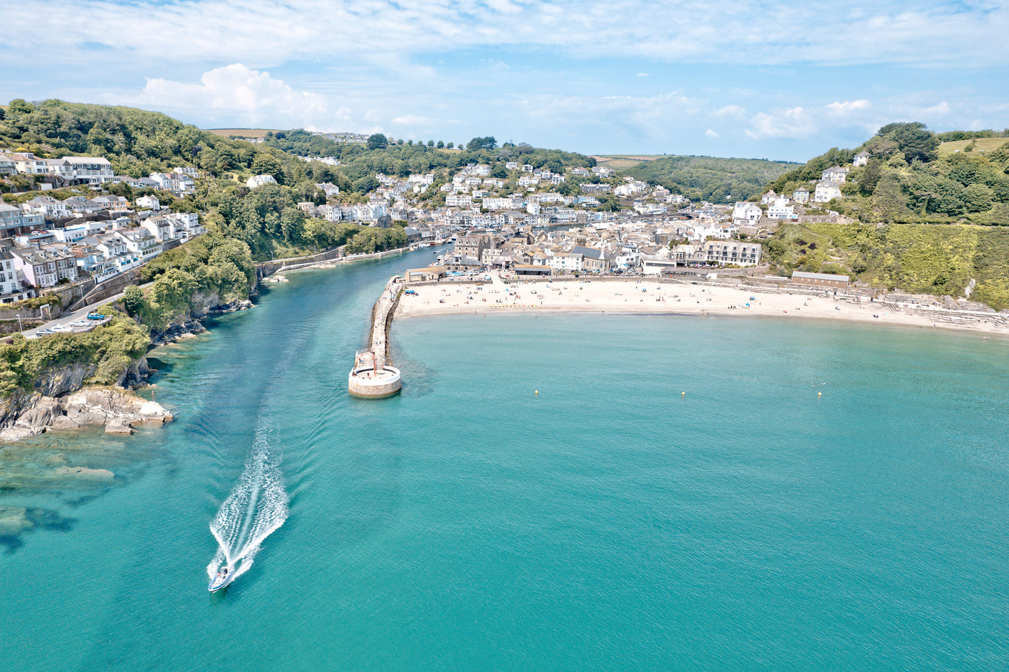 Looe Beach Cornwall Aerial Print