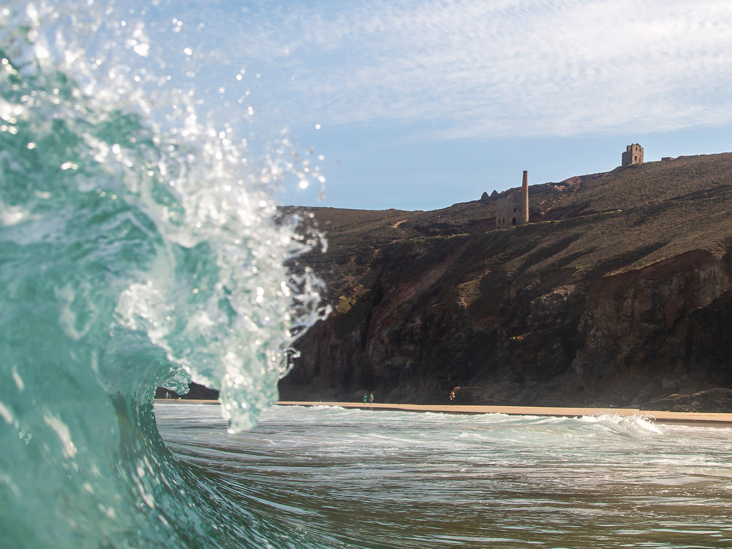 Cornish wave and Tin Mine Print