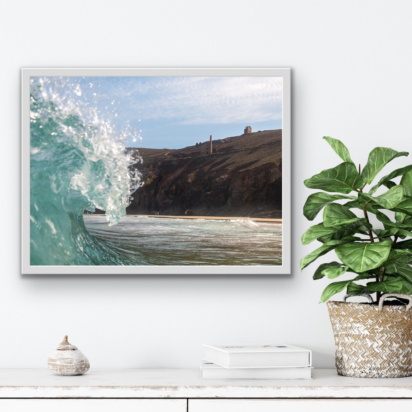 Cornish wave and Tin Mine Print