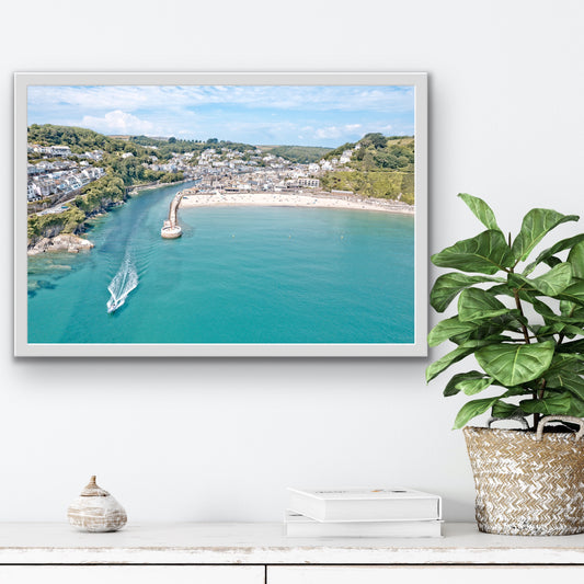 Looe Beach Cornwall Aerial Print