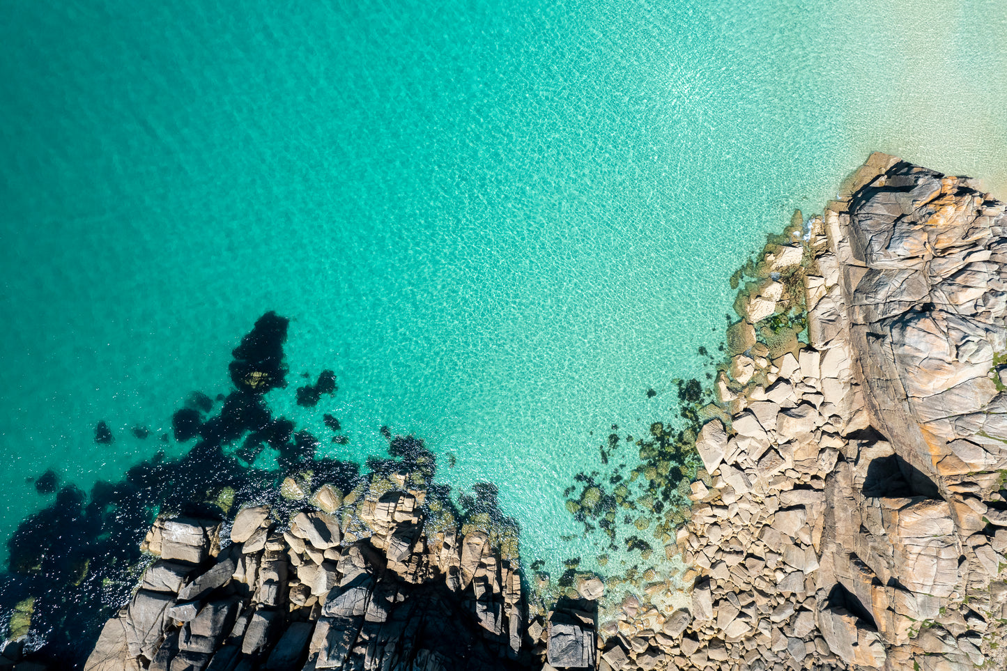 Porthcurno Beach Aerial Summer Colours Print